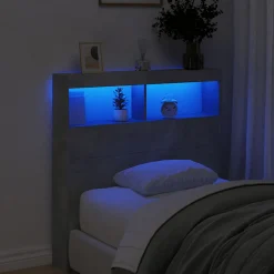 Vidaxl Armoire tête de lit avec LED gris béton 100x17x102 cm