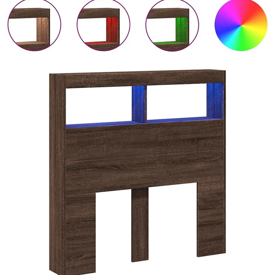 Vidaxl Armoire tête de lit avec LED chêne marron 100x17x102 cm New
