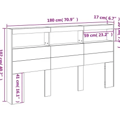 Vidaxl Armoire tête de lit avec LED blanc 180x17x102 cm