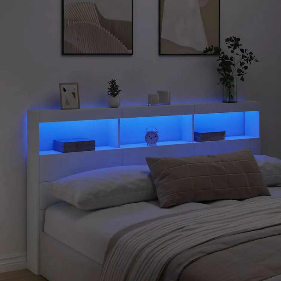 Vidaxl Armoire tête de lit avec LED blanc 180x17x102 cm