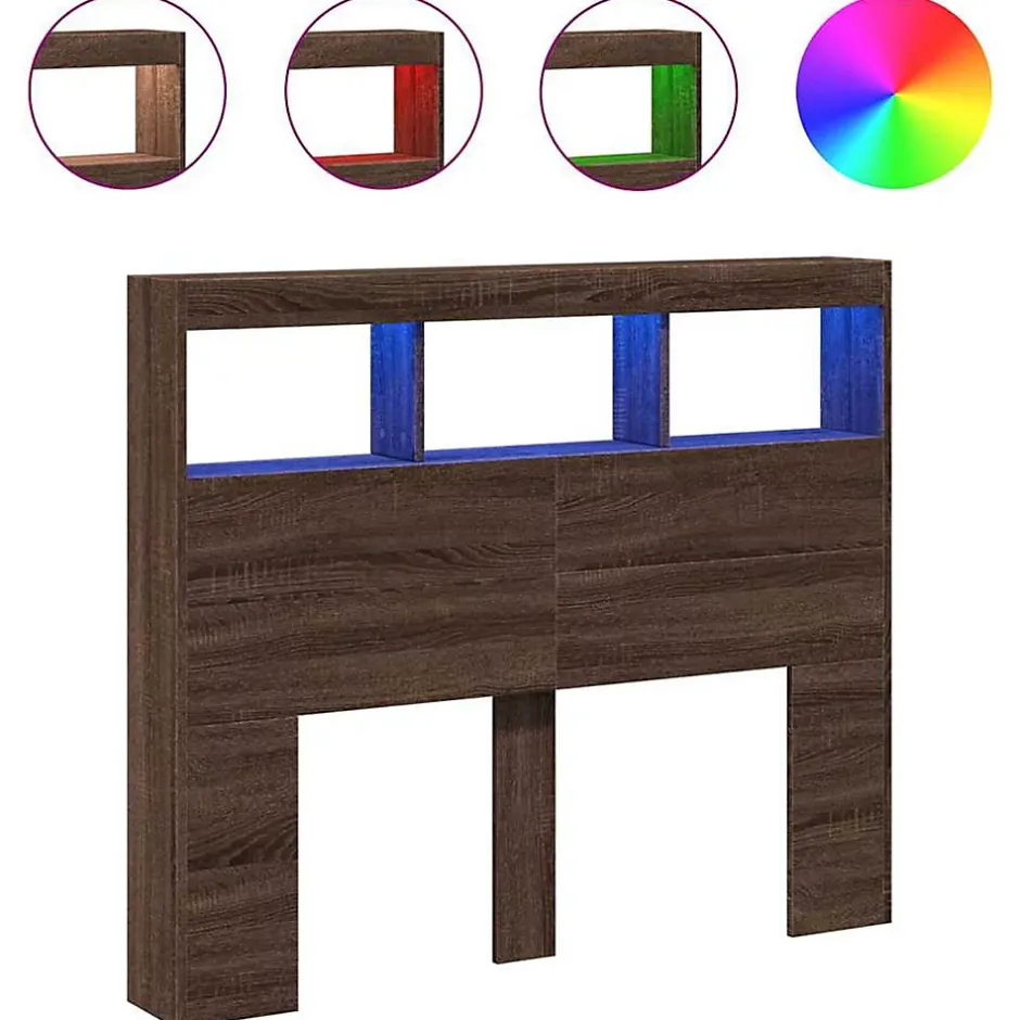 Vidaxl Armoire tête de lit avec LED chêne marron 120x17x102 cm