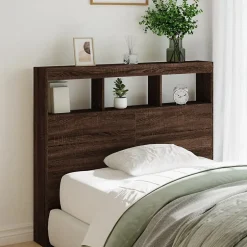 Vidaxl Armoire tête de lit avec LED chêne marron 120x17x102 cm