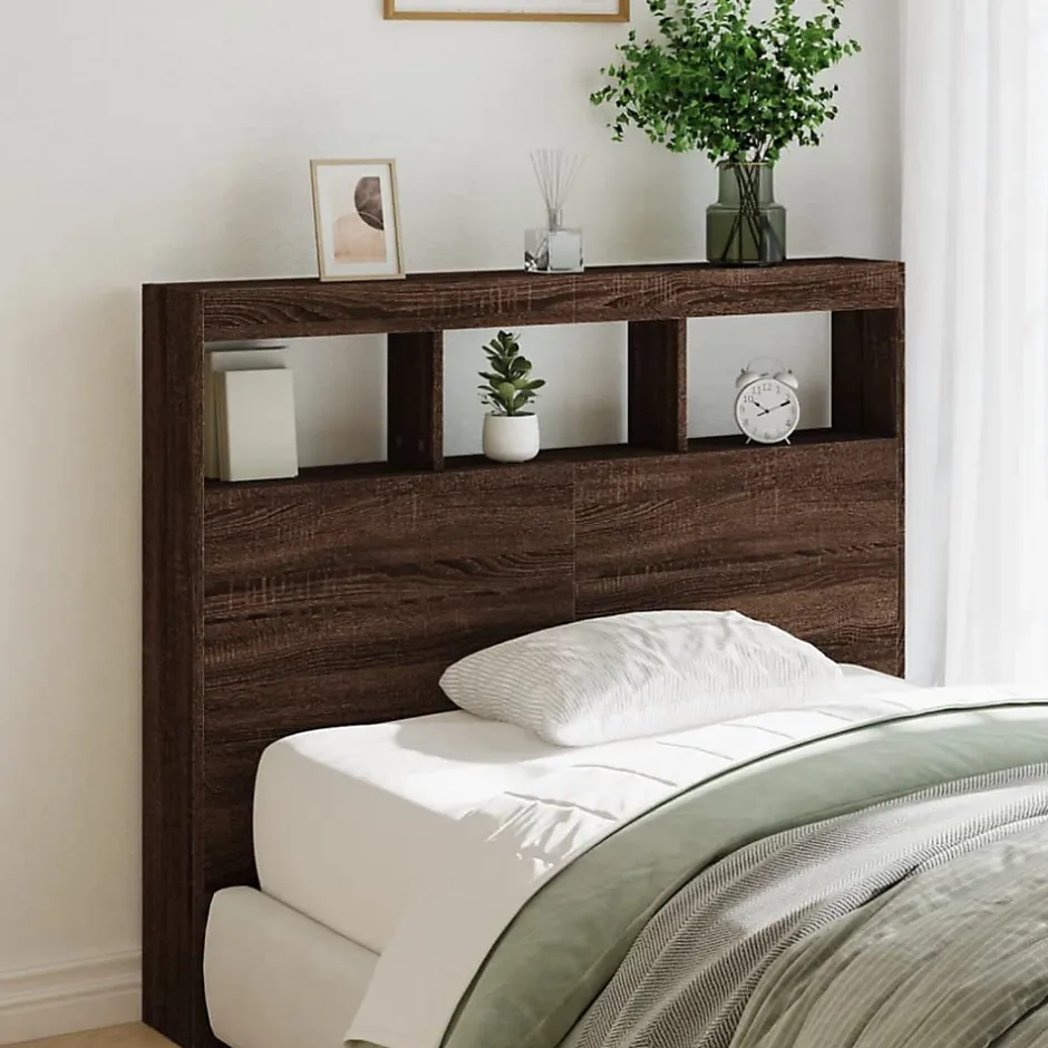 Vidaxl Armoire tête de lit avec LED chêne marron 120x17x102 cm
