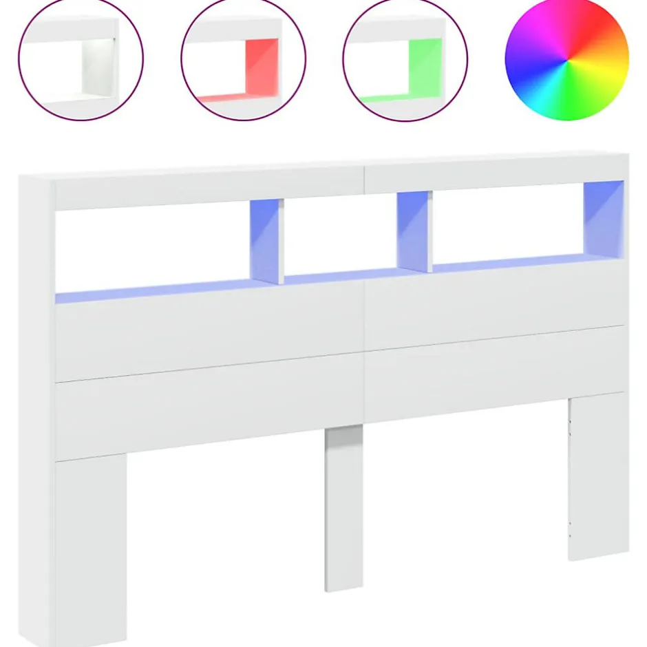 Vidaxl Armoire tête de lit avec LED blanc 160x17x102 cm