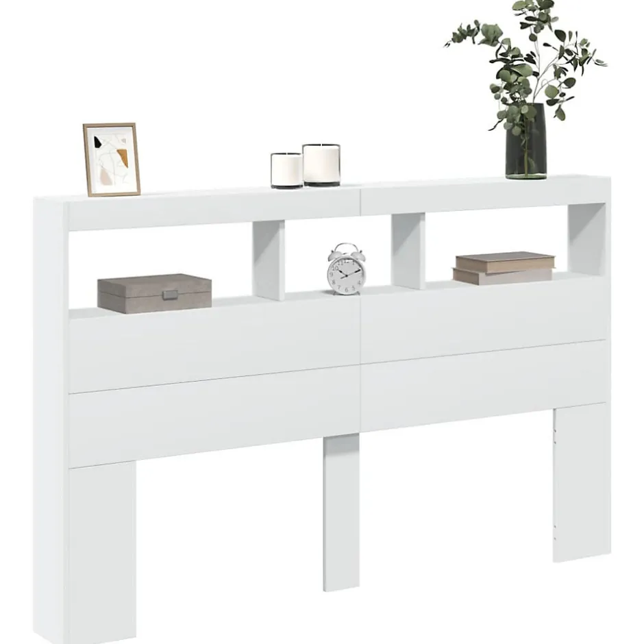 Vidaxl Armoire tête de lit avec LED blanc 160x17x102 cm