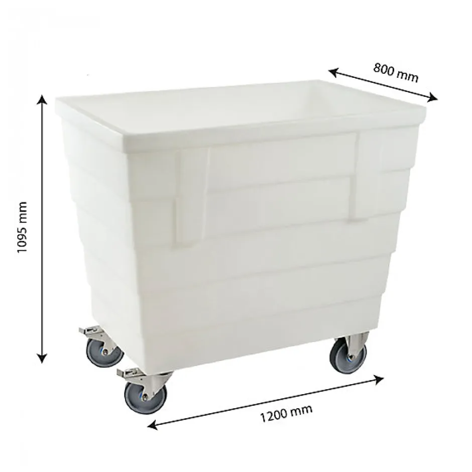 Gilac Bac double-paroi 500 L - roues chape inox - blanc