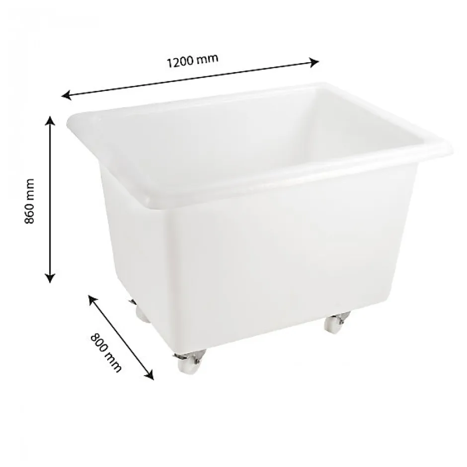Gilac Bac grand volume 500 L - 2 roues fixes, 2 pivotantes avec freins - blanc