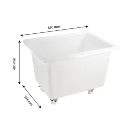 Gilac Bac grand volume 100 L - 4 roues pivotantes dont 2 avec freins - blanc Clearance