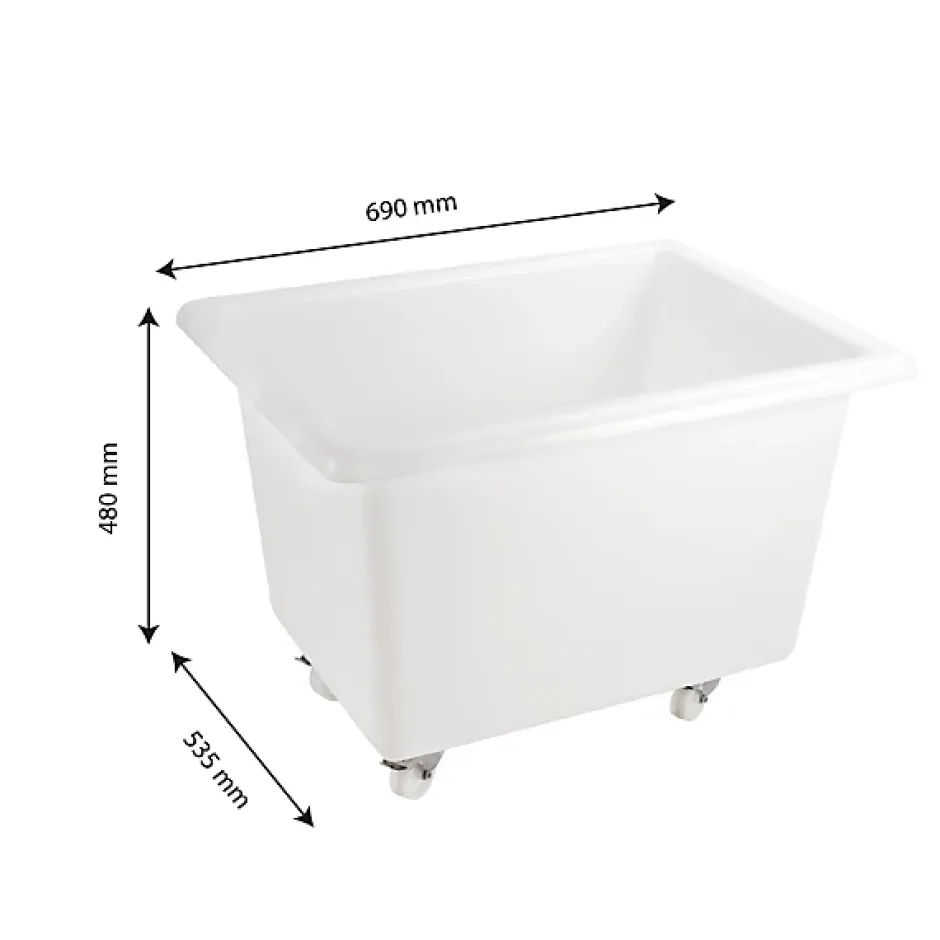 Gilac Bac grand volume 100 L - 4 roues pivotantes dont 2 avec freins - blanc Clearance