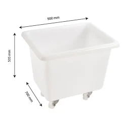 Gilac Bac grand volume 220 L - 2 roues fixes, 2 pivotantes avec freins - blanc