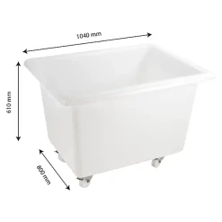 Gilac Bac grand volume 310 L - 2 roues fixes, 2 pivotantes avec freins - blanc Clearance