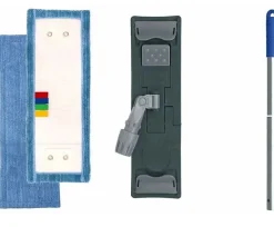 Le Plus De L'Entretien Balai à plat : monture de lavage + 2 franges microfibres + 1 manche
