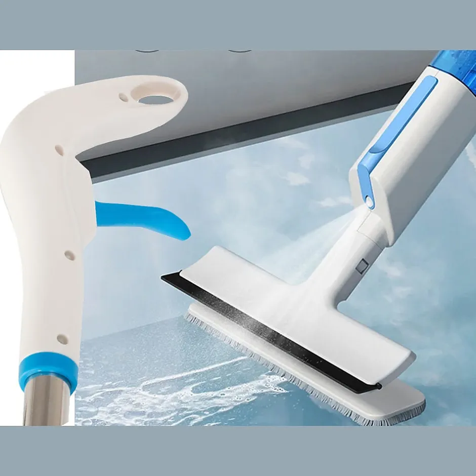 Importdistrib Balai serpillière 2 en 1 plat avec pulvérisateur, raclette à vitres, lave-glace + 3 Lavettes
