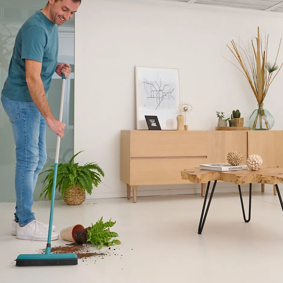 GoodHome Balai extensible poils doux bleu L.1 m x l.7cm