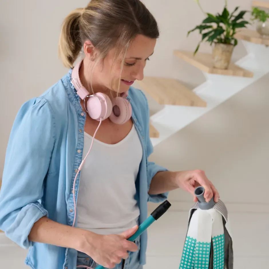 GoodHome Balai serpillère à franges microfibre et plastique blanc et bleu l.8 cm Hot