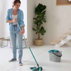 GoodHome Balai serpillère à franges microfibre et plastique blanc et bleu l.8 cm Hot