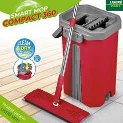 Passat Balai serpillère Smart Mop 360 tête extra large pivotante + Seau 2 compartiments + 2 lingettes microfibre Discount