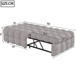 Okwish Banquette Convertible - Lit Pliant 2-en-1 avec Lit D'Appoint, Tissu Pelucheux Teddy, Gris, 183x76x42 cm