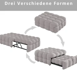 Okwish Banquette Convertible - Lit Pliant 2-en-1 avec Lit D'Appoint, Tissu Pelucheux Teddy, Gris, 183x76x42 cm