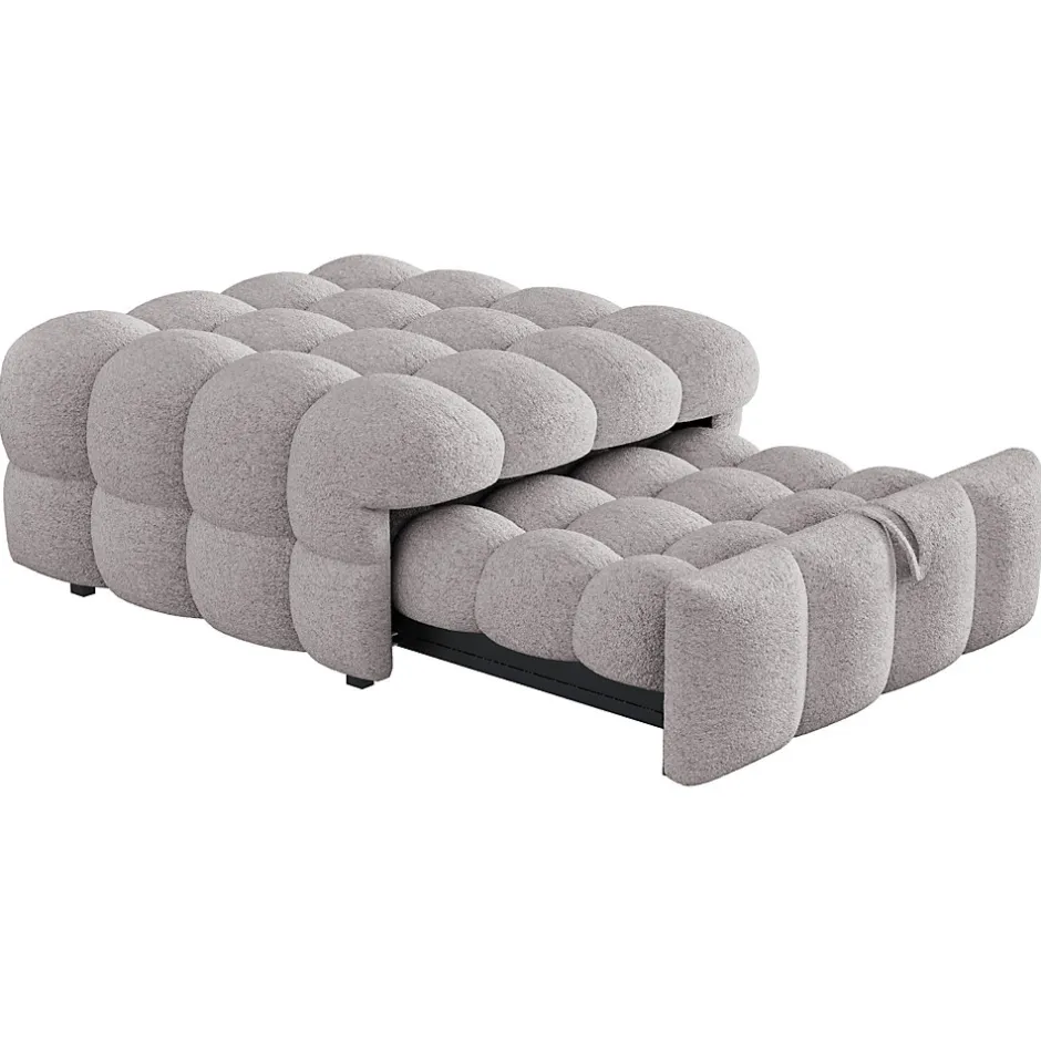 Okwish Banquette Convertible - Lit Pliant 2-en-1 avec Lit D'Appoint, Tissu Pelucheux Teddy, Gris, 183x76x42 cm