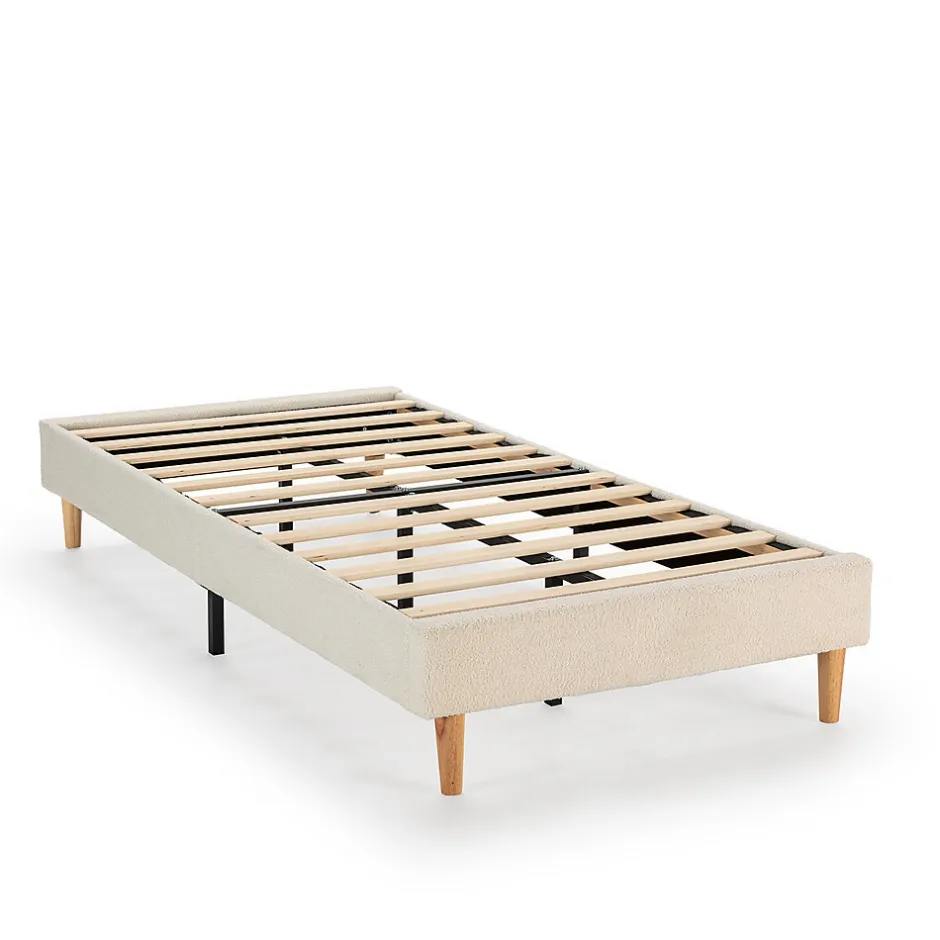 Vs Venta-Stock Base rembourrée Niebla 90x190 cm Imitation tissu mouton beige
