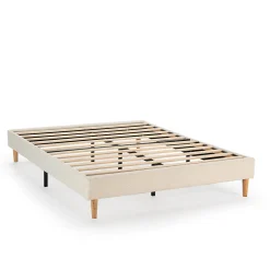 Vs Venta-Stock Base rembourrée Niebla 160x200 cm Imitation tissu mouton beige