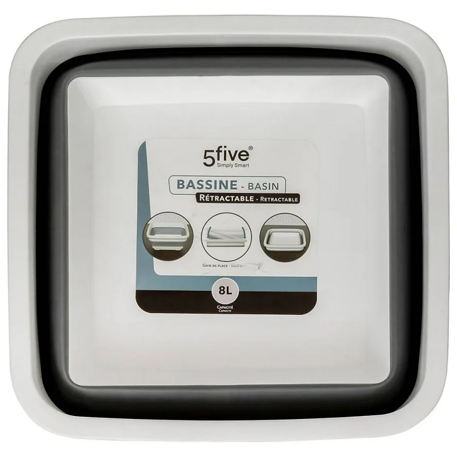 5Five Bassine retractable 8L - Blanc Gris -
