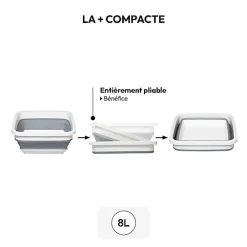 5Five Bassine retractable 8L - Blanc Gris -