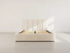 Best Mobilier Beanie - lit coffre - 160x200 cm - en velours - sommier inclus - Best