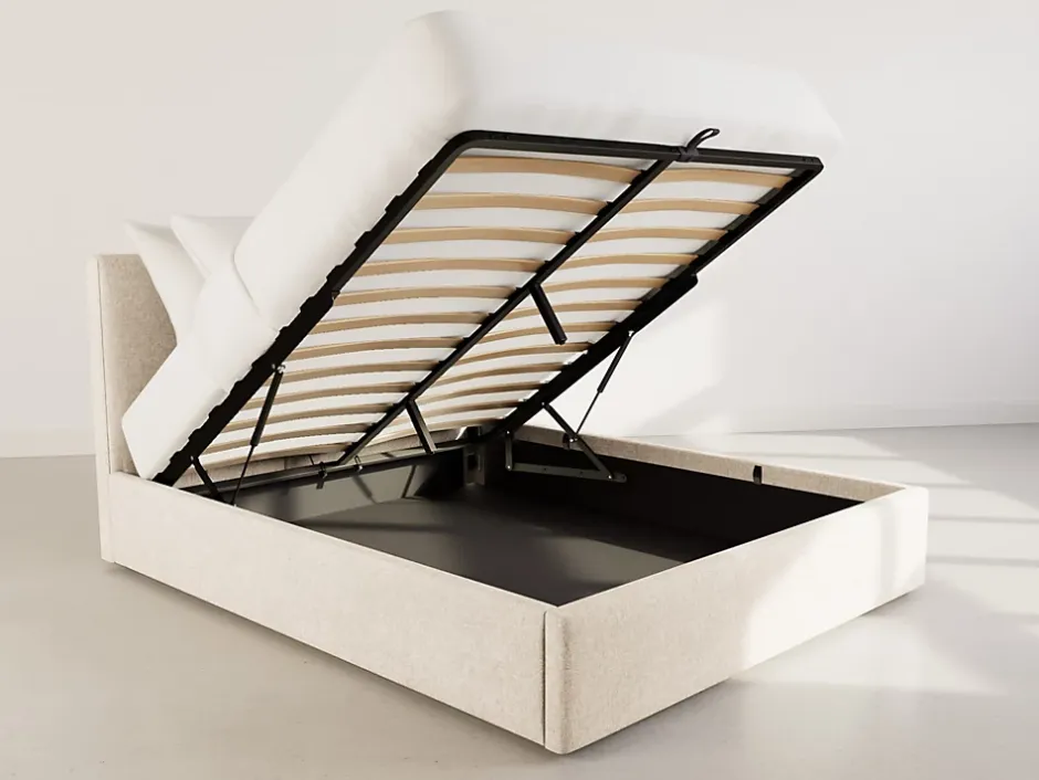 Best Mobilier Beanie - lit coffre - 160x200 cm - en velours - sommier inclus - Best