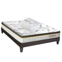 Bellecour LITERIE Pack 3.0 140x200 cm Matelas Ressorts + Sommier Bois + Accessoires