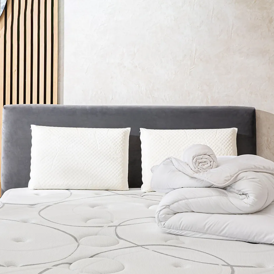 Bellecour LITERIE Pack 3.0 140x200 cm Matelas Ressorts + Sommier Bois + Accessoires