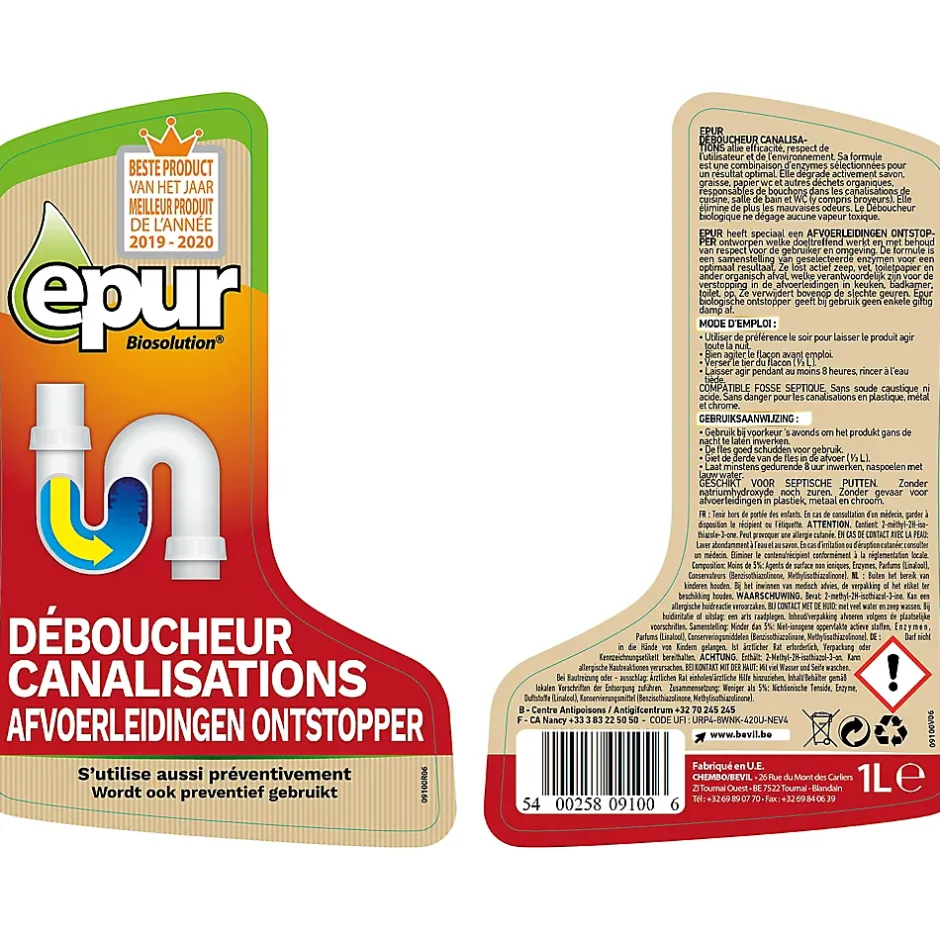 Epur Bio-déboucheur canalisations 1L New