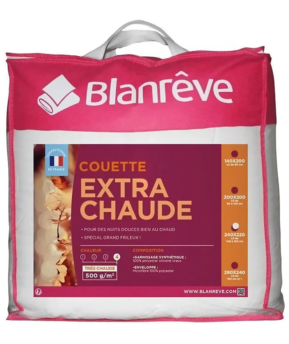 Blanreve Couette extra chaude en microfibre - 220 x 240 cm - Blanc