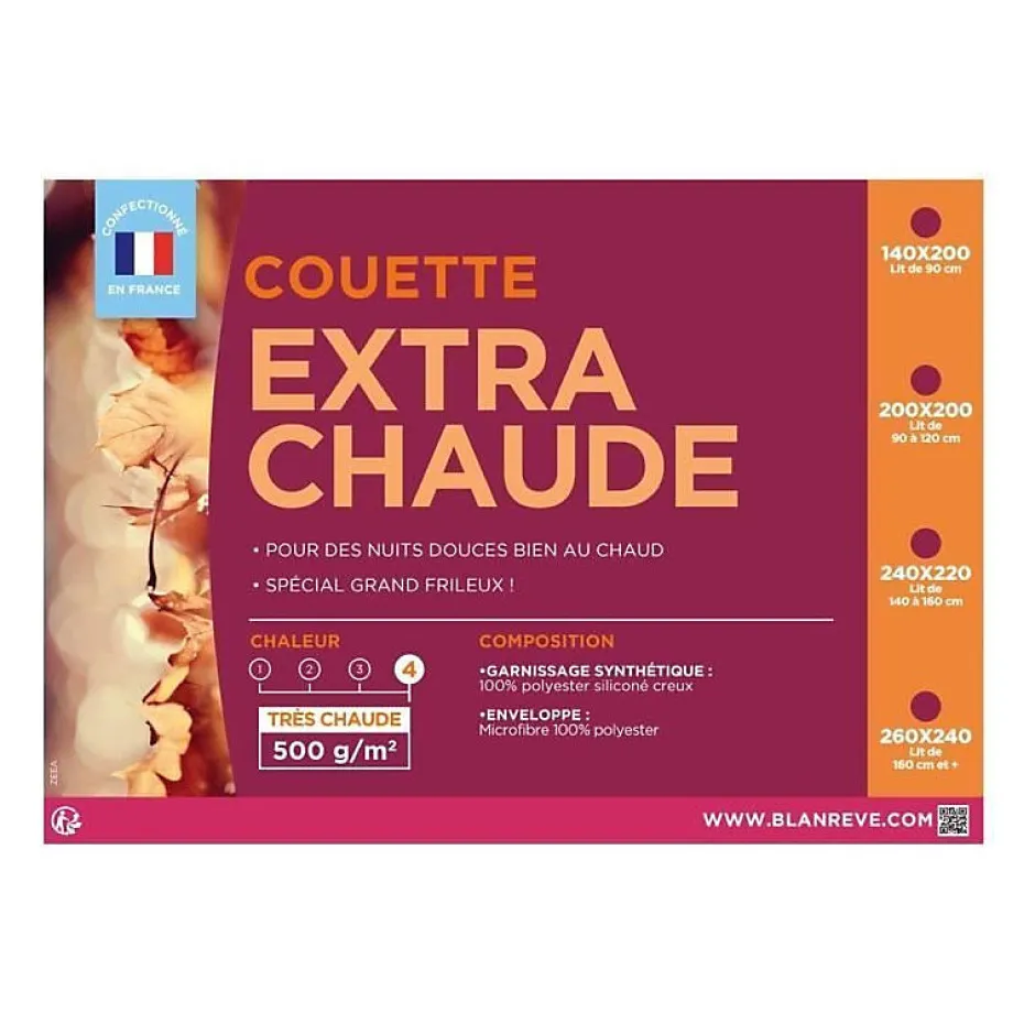 Blanreve Couette extra chaude en microfibre - 240 x 260 cm - Blanc Best