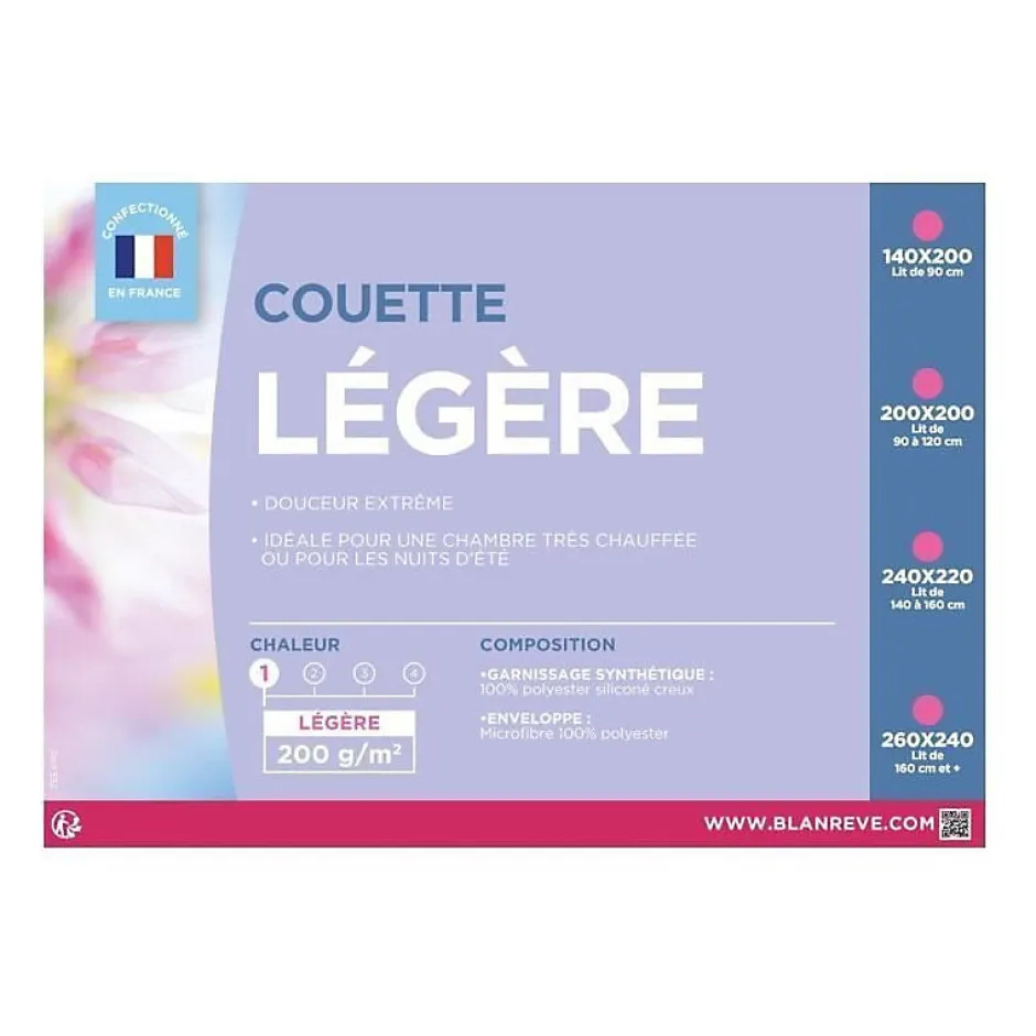 Blanreve Couette légere en microfibre - 240 x 260 cm - Blanc Hot