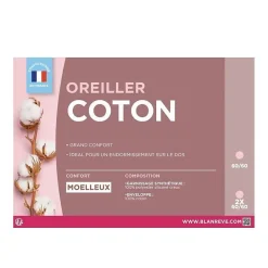 Blanreve Oreiller en coton - 60 x 60 cm - Blanc Online