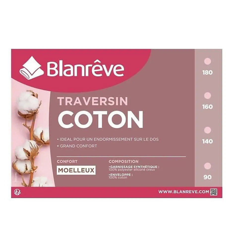 Blanreve Traversin en coton - 160 cm - Blanc