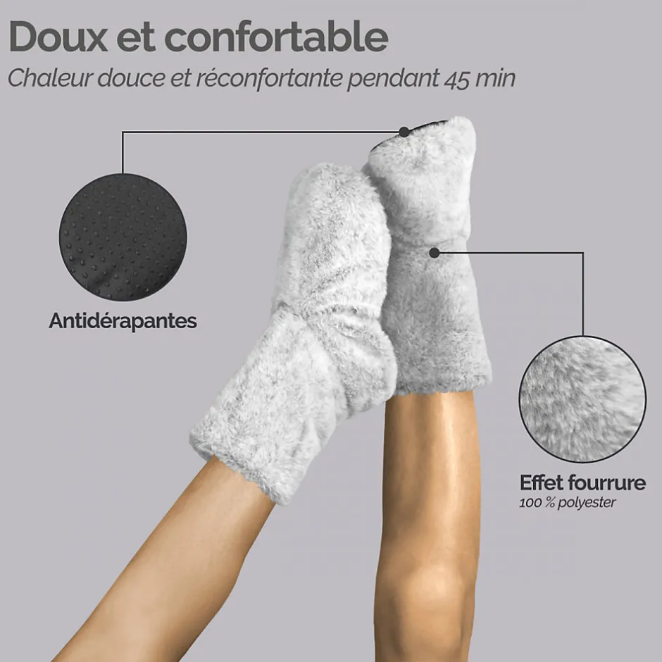 Vivezen Boots, bottes, chaussons chauffants micro ondes déhoussables - Du 36 au 43 - Gris clair -