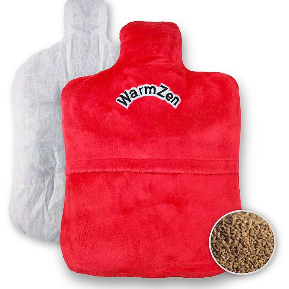 Fishtec Bouillotte naturelle graines de lin Polaire rouge Chaud ou Froid Soulage Lavable 30 C Discount