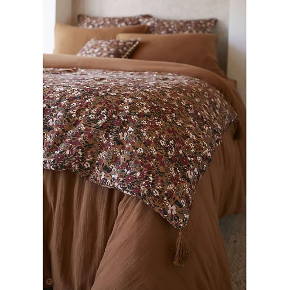 L'Effet Papillon Bout de lit "Capucine" 90 x 200 cm "Gaze de Coton" - Capucine Camel - 90 x 200 cm Sale