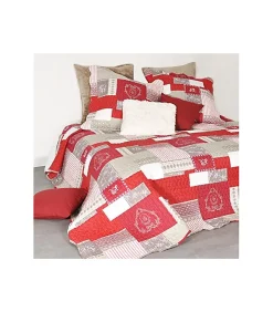 Douceur D'Intérieur Boutis montagne rouge et gris - 240x260cm - Rouge
