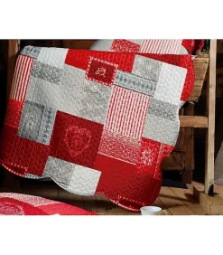 Douceur D'Intérieur Boutis montagne rouge et gris - 240x260cm - Rouge