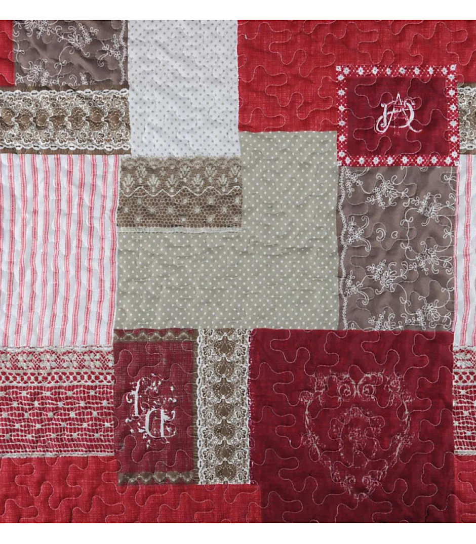 Douceur D'Intérieur Boutis montagne rouge et gris - 220x240cm - Rouge Hot