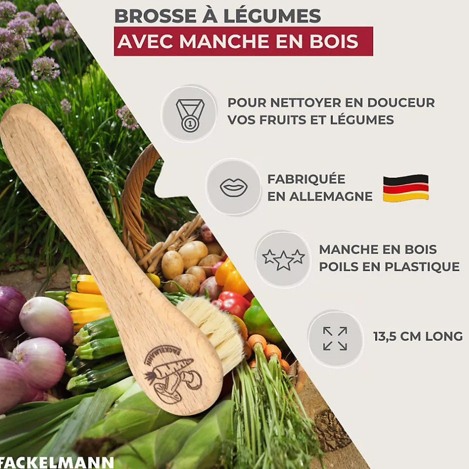Fackelmann Brosse à légumes en bois Wood Edition