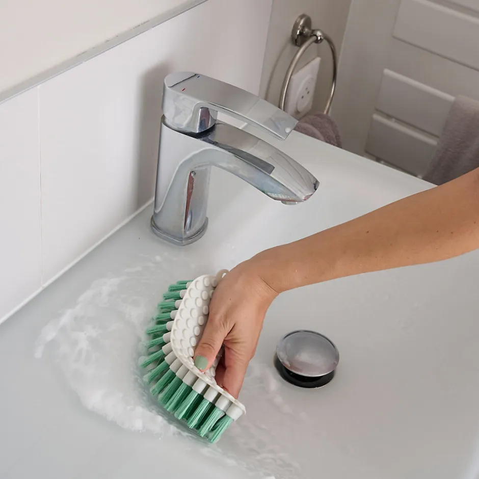 GoodHome Brosse à récurer flexible poils rigide blanc l.7cm