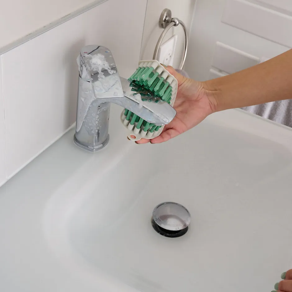 GoodHome Brosse à récurer flexible poils rigide blanc l.7cm