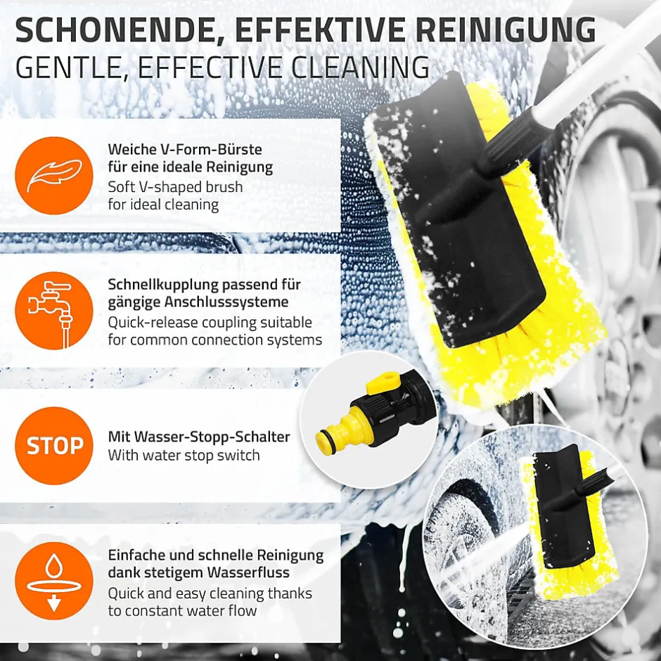 ECD Germany Brosse de Lavage Auto avec Manche Télescopique, Réglable de 130 à 300 cm