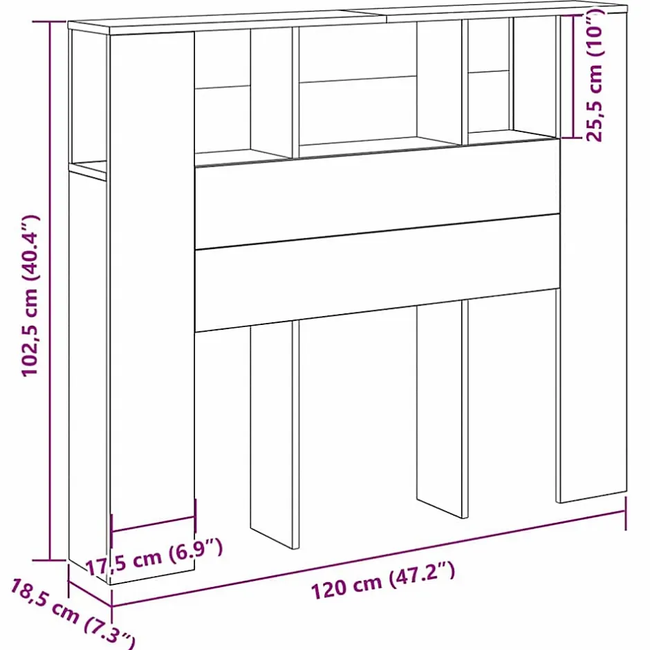 Vidaxl Cabinet de Tête de Lit Chêne noir 120 x 18.5 x 102.5 cm Clearance