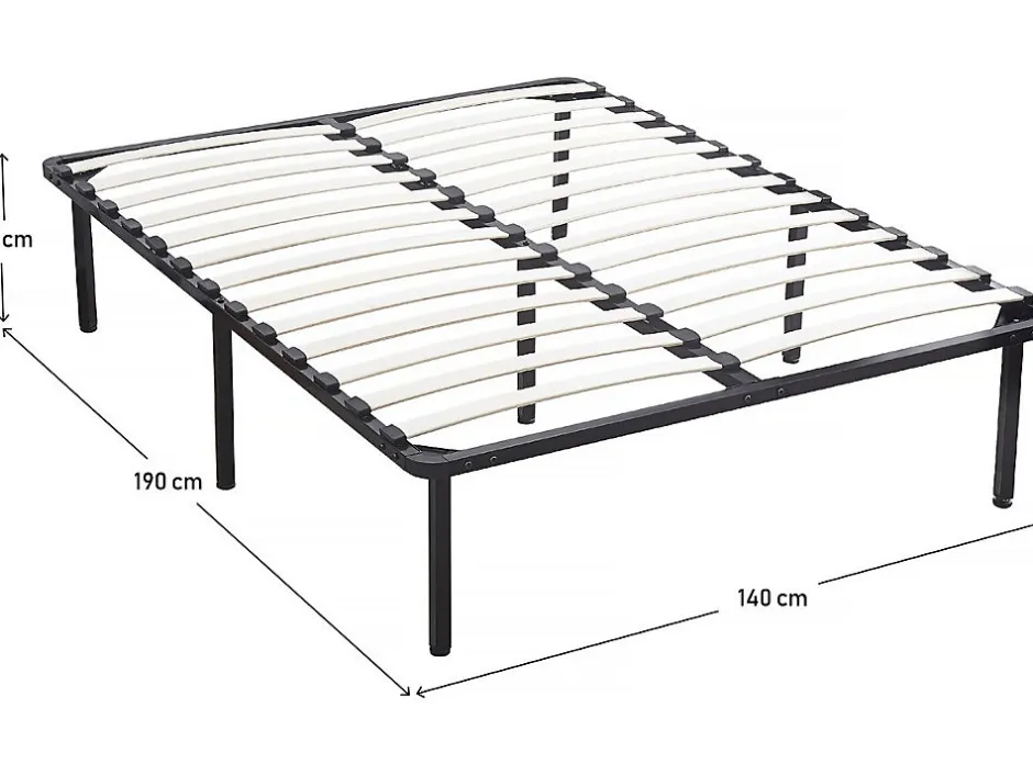 Habitat Et Jardin Cadre à lattes + pieds pour matelas 140 x 190 cm - 26 lattes
